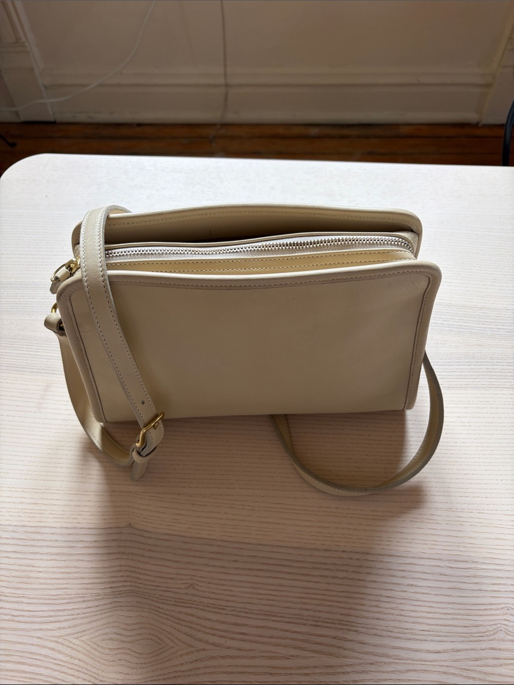 Vintage Coach Sutton Bone Leather Crossbody Bag
